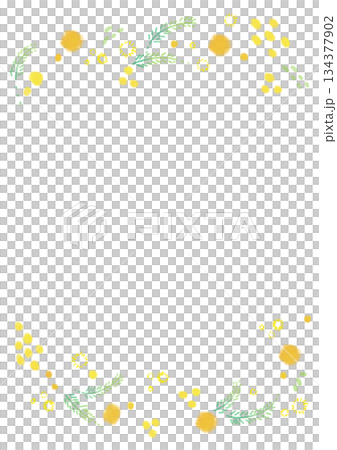 黃色含羞草花環式相框 134377902