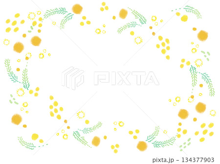 黄色いミモザのリース風フレーム 黄色いミモザのリース風フレーム 134377903