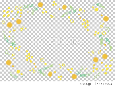 黄色いミモザのリース風フレーム 黄色いミモザのリース風フレーム 134377903