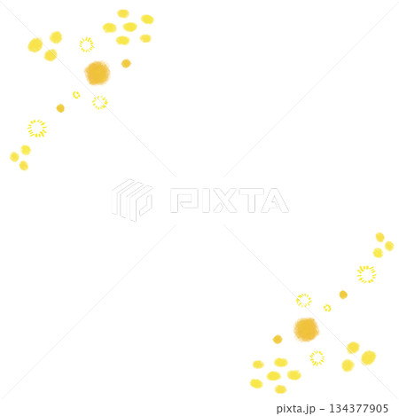 黄色いミモザのリース風フレーム 134377905