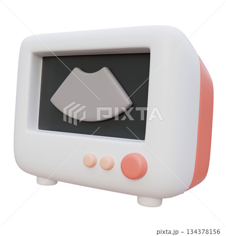 Ultrasound Scan of Baby in Monitor cartoon style 3D graphic 134378156