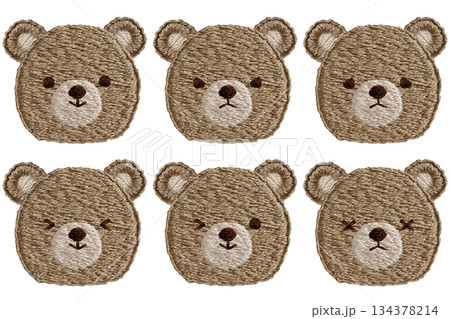 【喜怒哀楽テディベアのアイコンセット】手刺繍イラスト素材 【喜怒哀楽テディベアのアイコンセット】手刺繍イラスト素材 134378214