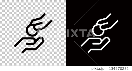 代表現金支付和捐款的手形圖標 134378282