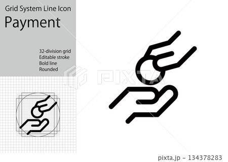 現金支払い・寄付を表す手のアイコン 現金支払い・寄付を表す手のアイコン 134378283