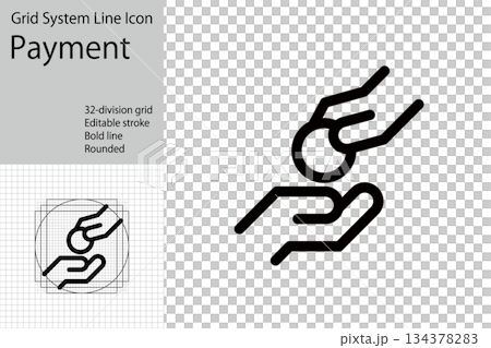 現金支払い・寄付を表す手のアイコン 現金支払い・寄付を表す手のアイコン 134378283