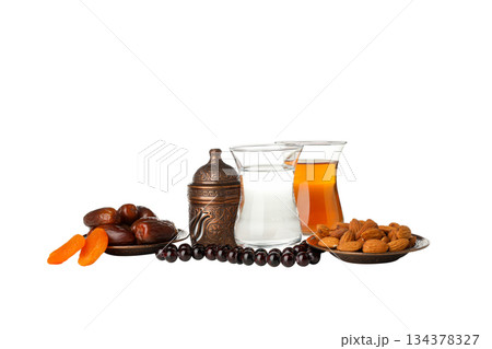 Ramadan items and food, isolated on white, PNG Ramadan items and food, isolated on white, PNG 134378327