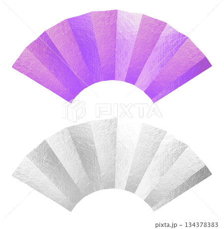 扇のテクスチャフレーム　紫　銀色 134378383