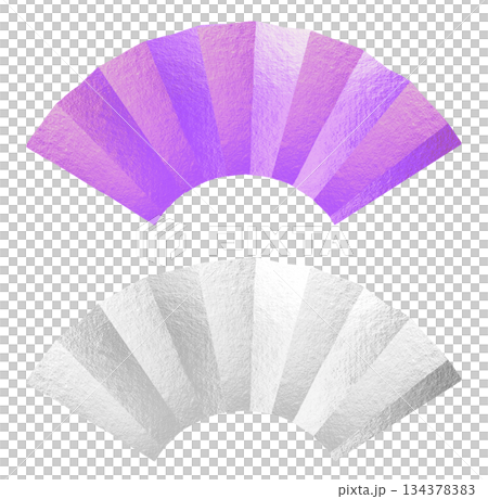 扇のテクスチャフレーム　紫　銀色 134378383