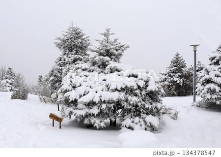 Balwangsan mountain covered in white snow. 134378547