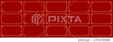 Chinese border set, gold Asian frame red New Year background Chinese border set, gold Asian frame red New Year background 134378966