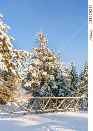 Ski resort Bansko, Bulgaria, winter bridge view Ski resort Bansko, Bulgaria, winter bridge view 134379233