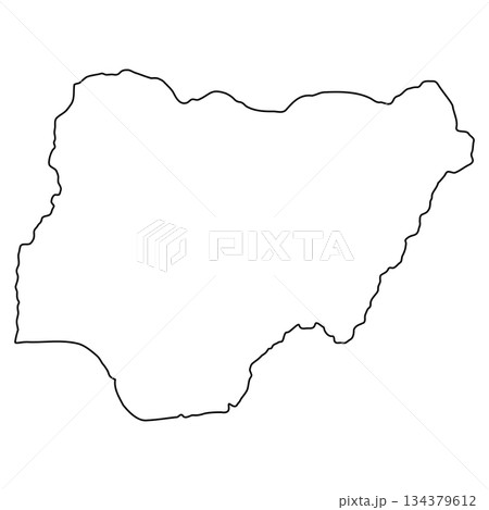 Nigeria Country Map Border Outline Silhouette Black Vector 134379612