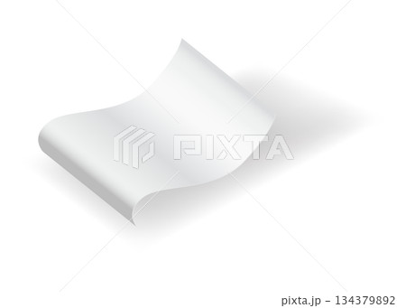 Blank payment check and receipts with shadow. Curved financial paper, purchase invoice. Buying, bill or calculate pay. Receipt the seller form 134379892