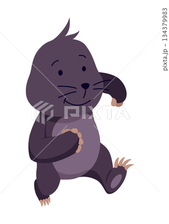 Vector cartoon mole. Cute illustration of funny animal for children design 134379983