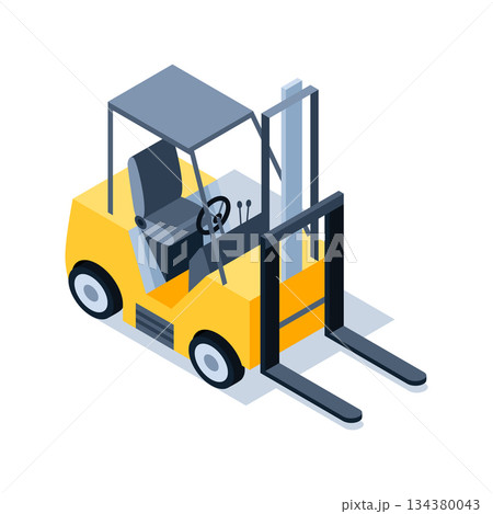 This is an Isometric Forklift Vehicle designed specifically for efficient Warehouse Operations 134380043