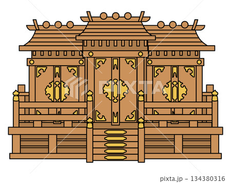神棚 三社造り ベクターイラスト｜神道・和風・縁起素材 134380316
