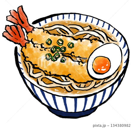 あったかい海老天うどん 134380982