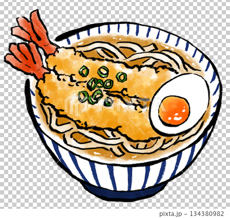 あったかい海老天うどん 134380982