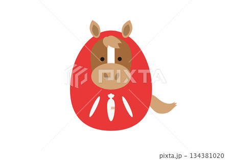 だるまを被った馬のイラスト 134381020