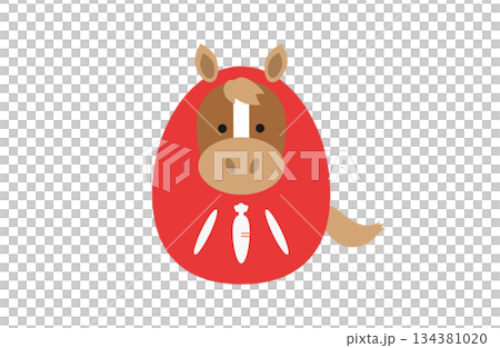 だるまを被った馬のイラスト 134381020