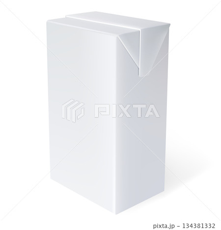 Blank cardboard milk or fruit drink packaging mockup, sealed. Blank cardboard milk or fruit drink packaging mockup, sealed. 134381332