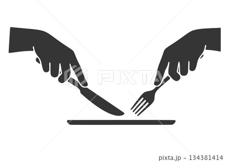 ナイフとフォークのシルエットイラスト 134381414