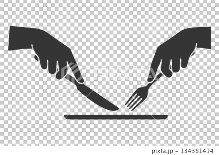 ナイフとフォークのシルエットイラスト 134381414