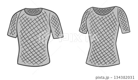 メッシュ（網目）のTシャツ、アンダーウェア、メンズ用とレディース用 134382031
