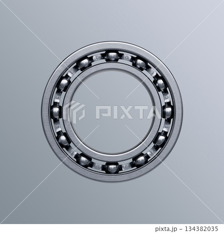 Precision Steel Ball Bearing Component. 3D Rendering. 134382035
