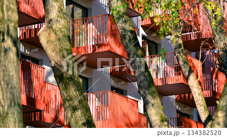 Modern European residential apartment buildings quarter. Abstract architecture, fragment of modern urban geometry. Modern European residential apartment buildings quarter. Abstract architecture, fragment of modern urban geometry. 134382520
