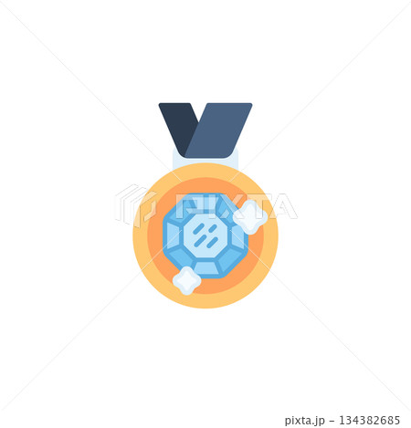 Jewelry Medal vector icon. Jewelry icon flat style. perfect use for logo, presentation, website, and more. modern icon design color style Jewelry Medal vector icon. Jewelry icon flat style. perfect use for logo, presentation, website, and more. modern icon design color style 134382685