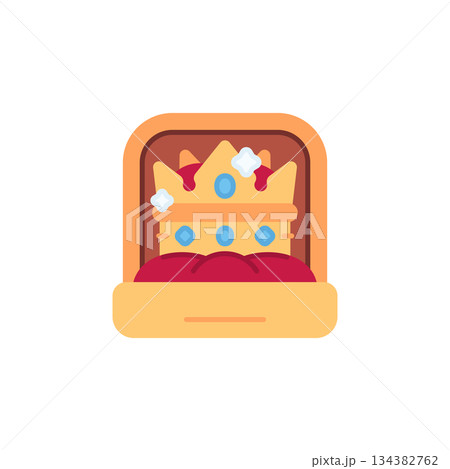Crown In Box vector icon. Jewelry icon flat style. perfect use for logo, presentation, website, and more. modern icon design color style Crown In Box vector icon. Jewelry icon flat style. perfect use for logo, presentation, website, and more. modern icon design color style 134382762