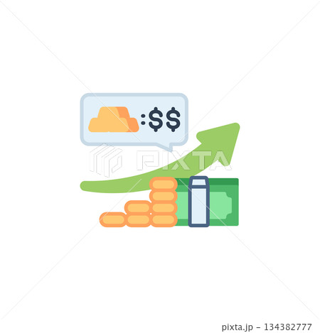 Gold Price Up vector icon. Jewelry icon flat style. perfect use for logo, presentation, website, and more. modern icon design color style 134382777