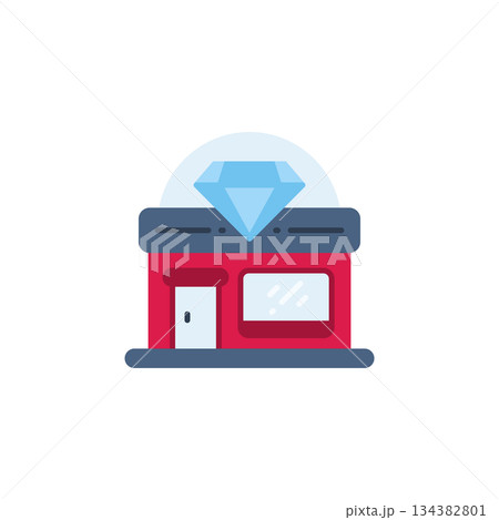Jewelry store building vector icon. Jewelry icon flat style. perfect use for logo, presentation, website, and more. modern icon design color style 134382801