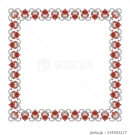 Beautiful floral Border square frame. Classic Endless pattern frame border Roman Empire. Square decorative frame. Seamless classic Greek ornament. Typical egyptian, assyrian and greek motives 134383217