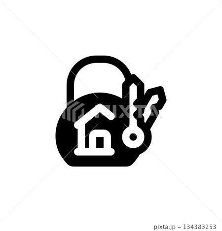 house lock vector icon. real estate icon solid style. perfect use for logo, presentation, website, and more. simple modern icon design glyph style 134383253