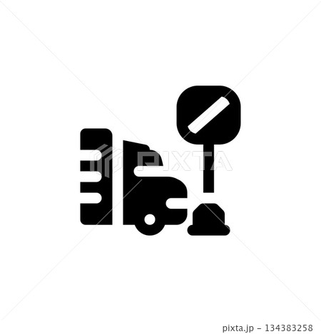 no truck sign vector icon. real estate icon solid style. perfect use for logo, presentation, website, and more. simple modern icon design glyph style 134383258