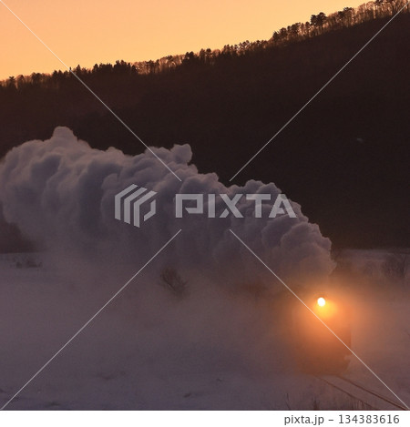 雪景色の磐越西線SL 雪景色の磐越西線SL 134383616