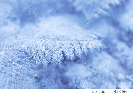 Winter or christmas background with snow crystals closee-up, rime patterns, copy space Winter or christmas background with snow crystals closee-up, rime patterns, copy space 134383663