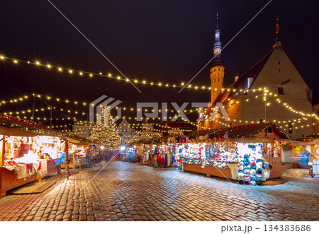 Christmas market at Town Hall Square, Tallinn, Estonia Christmas market at Town Hall Square, Tallinn, Estonia 134383686