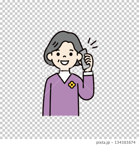 正在使用智慧型手機的祖母,中年婦女,向量插畫材質_顏色 正在使用智慧型手機的祖母,中年婦女,向量插畫材質_顏色 134383874