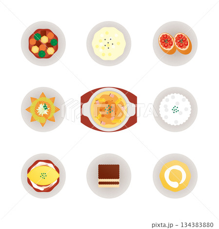 洋食のイラストセット 洋食のイラストセット 134383880