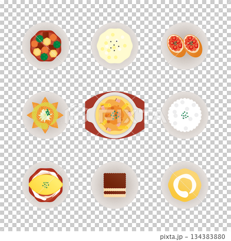 洋食のイラストセット 洋食のイラストセット 134383880