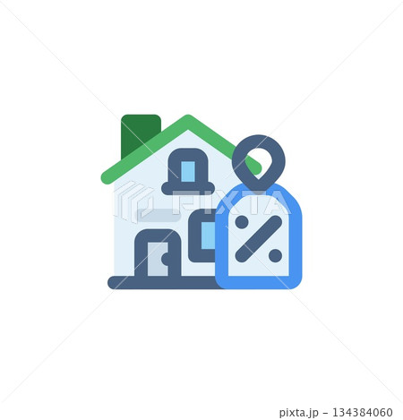 real estate discount vector icon. real estate icon flat style. perfect use for logo, presentation, website, and more. simple modern icon design color style 134384060