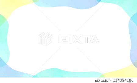 水彩風　柔らかい形のポップなフレーム	 134384196