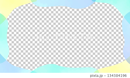 水彩風　柔らかい形のポップなフレーム	 134384196
