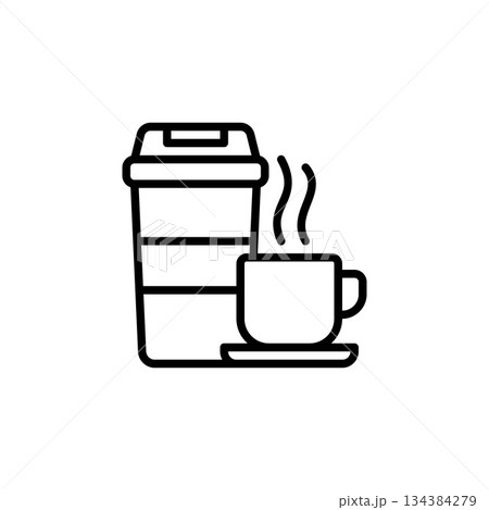 coffee vector icon. office and business icon outline style. perfect use for logo, presentation, website, and more. simple modern icon design line style 134384279