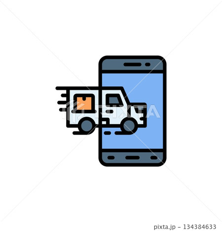 mobile delivery vector icon filled line style. Perfect for website, application, commerce, presentation, logo and more. simple and modern color outline icon mobile delivery vector icon filled line style. Perfect for website, application, commerce, presentation, logo and more. simple and modern color outline icon 134384633