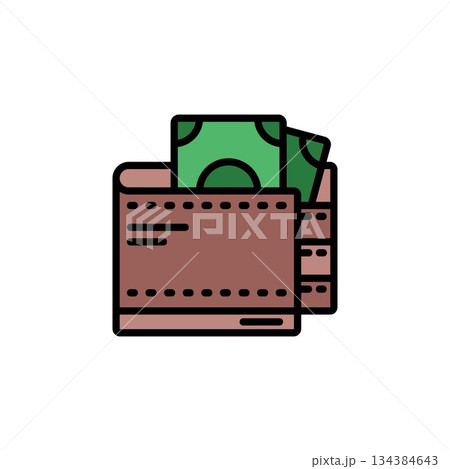 wallet vector icon filled line style. Perfect for website, application, commerce, presentation, logo and more. simple and modern color outline icon 134384643