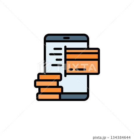 mobile payment vector icon filled line style. Perfect for website, application, commerce, presentation, logo and more. simple and modern color outline icon 134384644